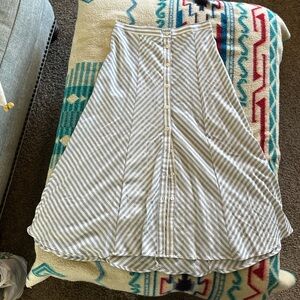 Max Studio Blue and White Striped A-Line Skirt